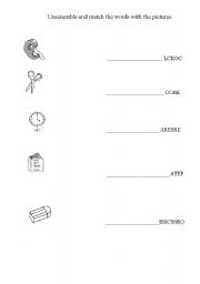 English worksheet: unscramble and match