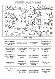 English Worksheet: WINTER COLOUR GAME