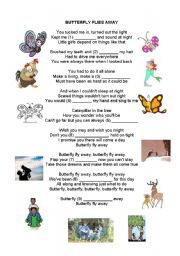 English worksheet: BUTTERFLY FLY AWAY - SONG