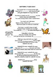 English Worksheet: BUTTERFLY FLY AWAY - SONG