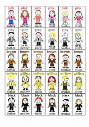 English Worksheet: 5 families card game