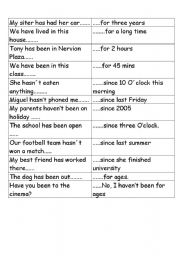 English Worksheet: Broken sentences Present perfect