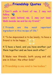 English Worksheet: FRINDSHIP QUOTES