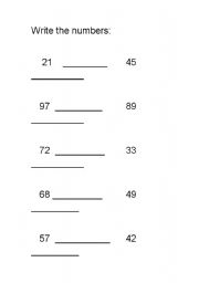 English worksheet: numbers 10-100