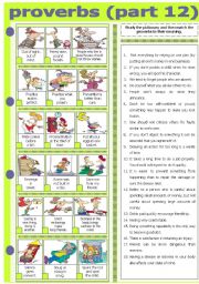 English Worksheet: PROVERBS - PART 12