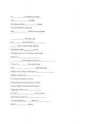 English worksheet: Fireflies, song by Owl City Exercise