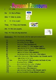 English worksheet: Personal PRonouns