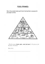 English Worksheet: pyramid food