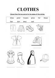 English worksheet: CLOTHES