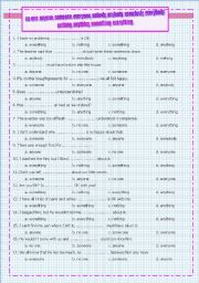 English Worksheet: no one, anyone, someone, everyone, nobody, anybody, somebody, everybody 