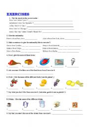 English worksheet: SIMPLE PRESENT  FOOD   NATIONALITIES