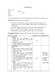 English Worksheet: Lesson plan-school objects, numbers and colors