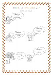 English Worksheet: Prepositions of place: Where is Garfield?