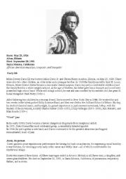 English worksheet: Miles Davis reading comprehension