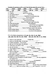 English Worksheet: GAP FILLING-present simple,object pronouns