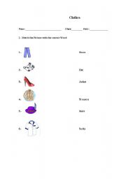 English worksheet:  clothes 