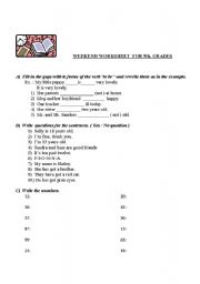 English worksheet: Worksheet for Revision