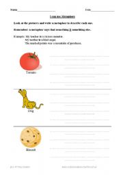 English worksheet: Writing Metaphors