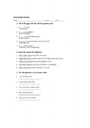 English Worksheet: wh=questions