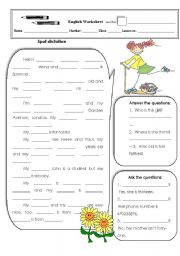 English Worksheet: Spot dictation