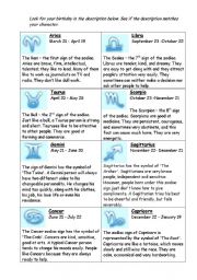 English Worksheet: Zodiac Signs