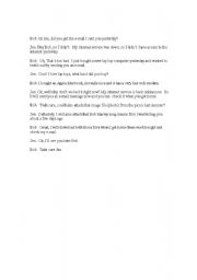 English worksheet: Dialogue talking about internet use