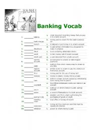 English Worksheet: Banking Vocab