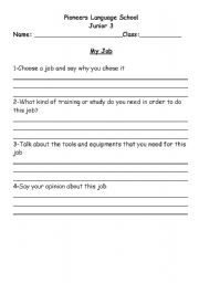 English worksheet: My Job