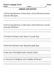 English worksheet: Compare and contrast