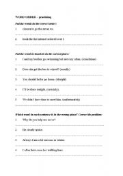 English worksheet: Word order