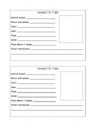 English worksheet: Animal ID cards