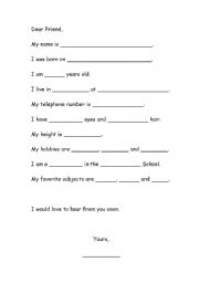 English worksheet: About Myself