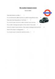 English worksheet: London Transport Quiz