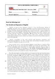 English Worksheet: The Growth and Expansion of English
