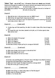 English worksheet: Holes Test Chapters 9-14