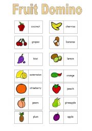 English Worksheet: fruit domino