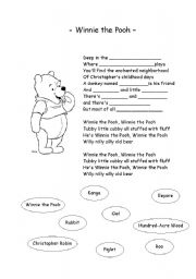 English Worksheet: winnie the pooh