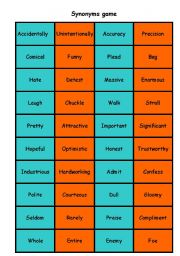 English Worksheet: Synonyms matching game