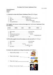 English worksheet: ana exam for present contnuous tense