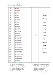 English worksheet: Saying Dates