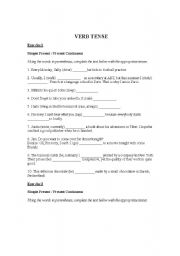 English Worksheet: verb tenses