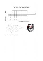 English Worksheet: Christmas Crossword