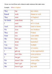 English Worksheet: Word order and writing sentences