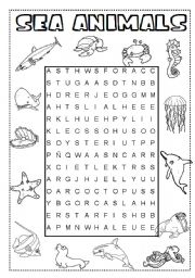 sea animals wordsearch