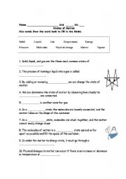 English Worksheet: states of matter 