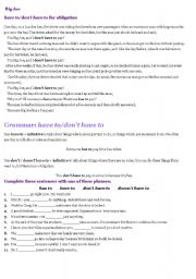 English Worksheet: have to