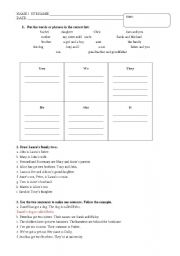 English worksheet: TO BE AND TO HAVE EXAM