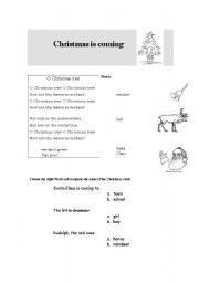 English worksheet: Christmas is coming. Three activities for young learners.