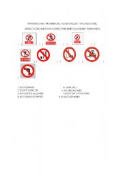 English Worksheet: PROHIBITIOS 