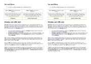 English Worksheet: For and Since. Already, yet, still and Just.